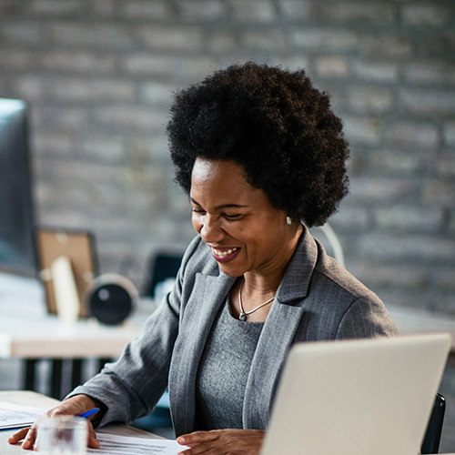Woman working at a desk